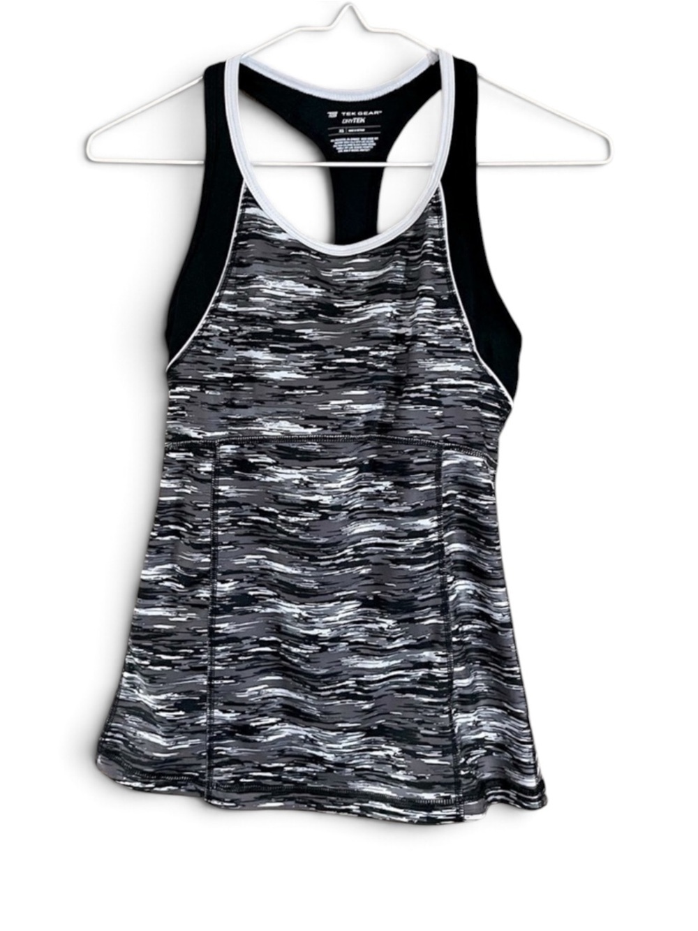 tek gear Black/White Shelf Bra Racerback Workout Joggers Top